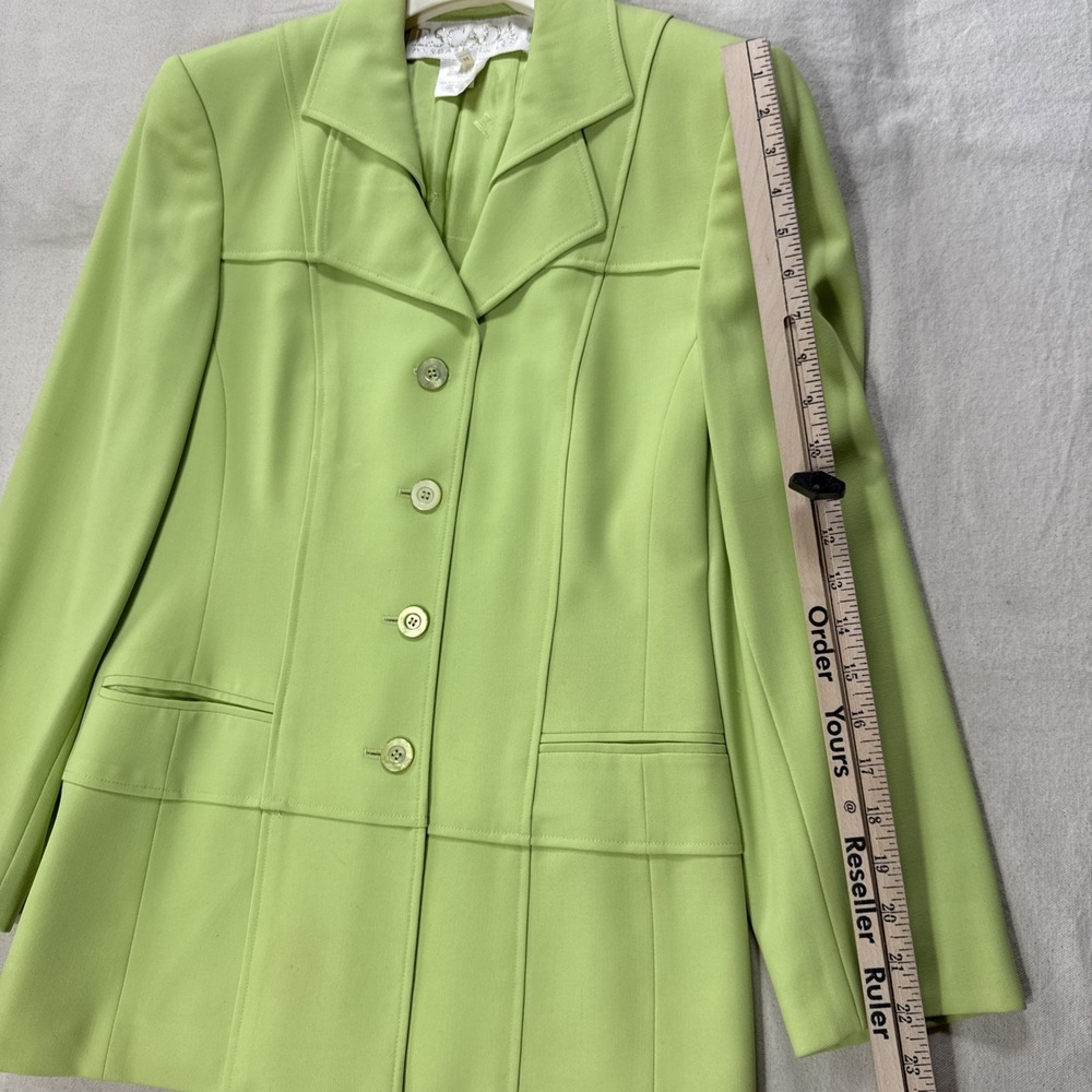 Escada Vintage Green Tweed Skirt Suit Set Confetti Tweed Knit Sz 36 - Picture 11 of 16